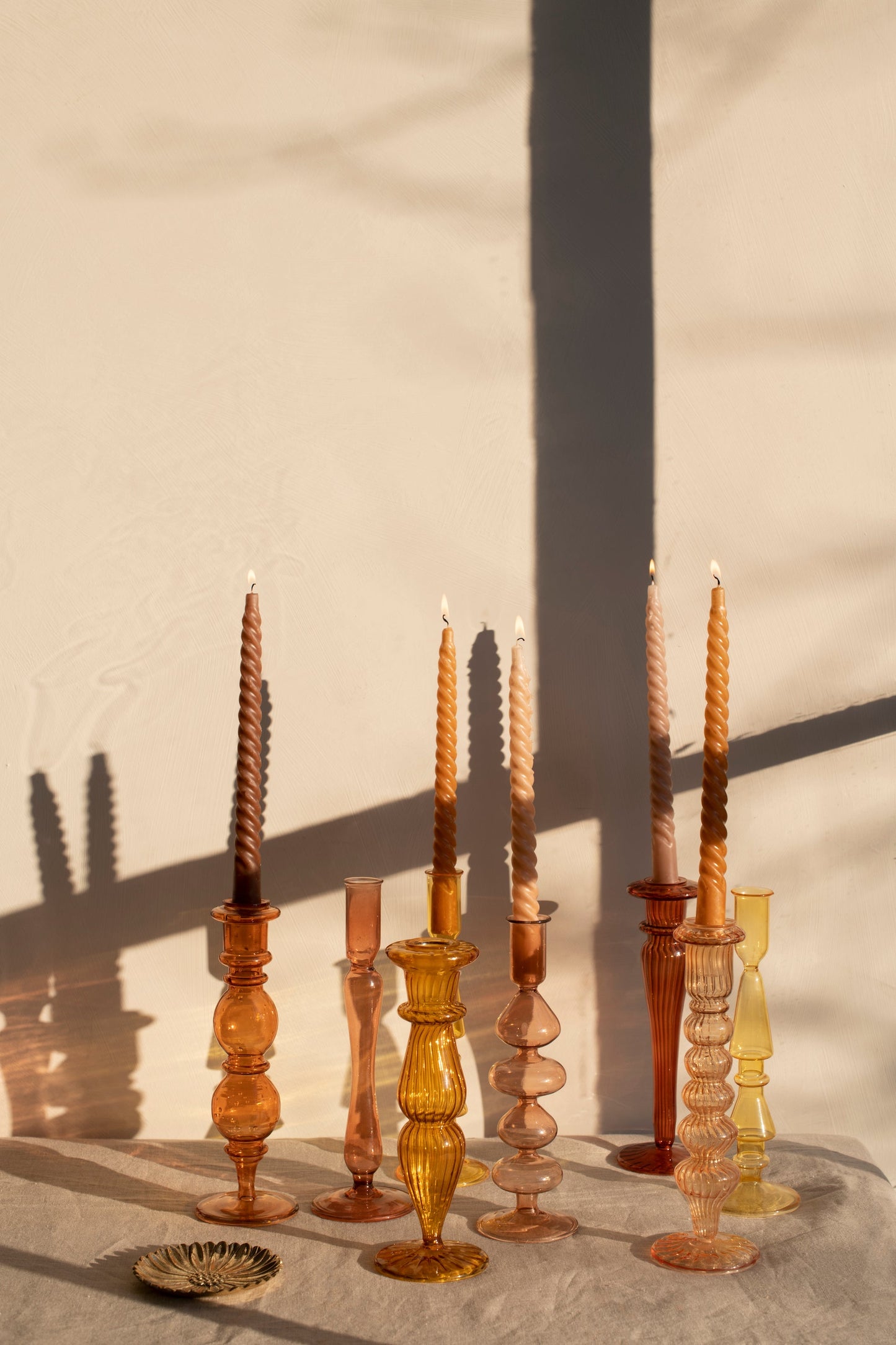 Glazen kandelaar Jet | mosterd