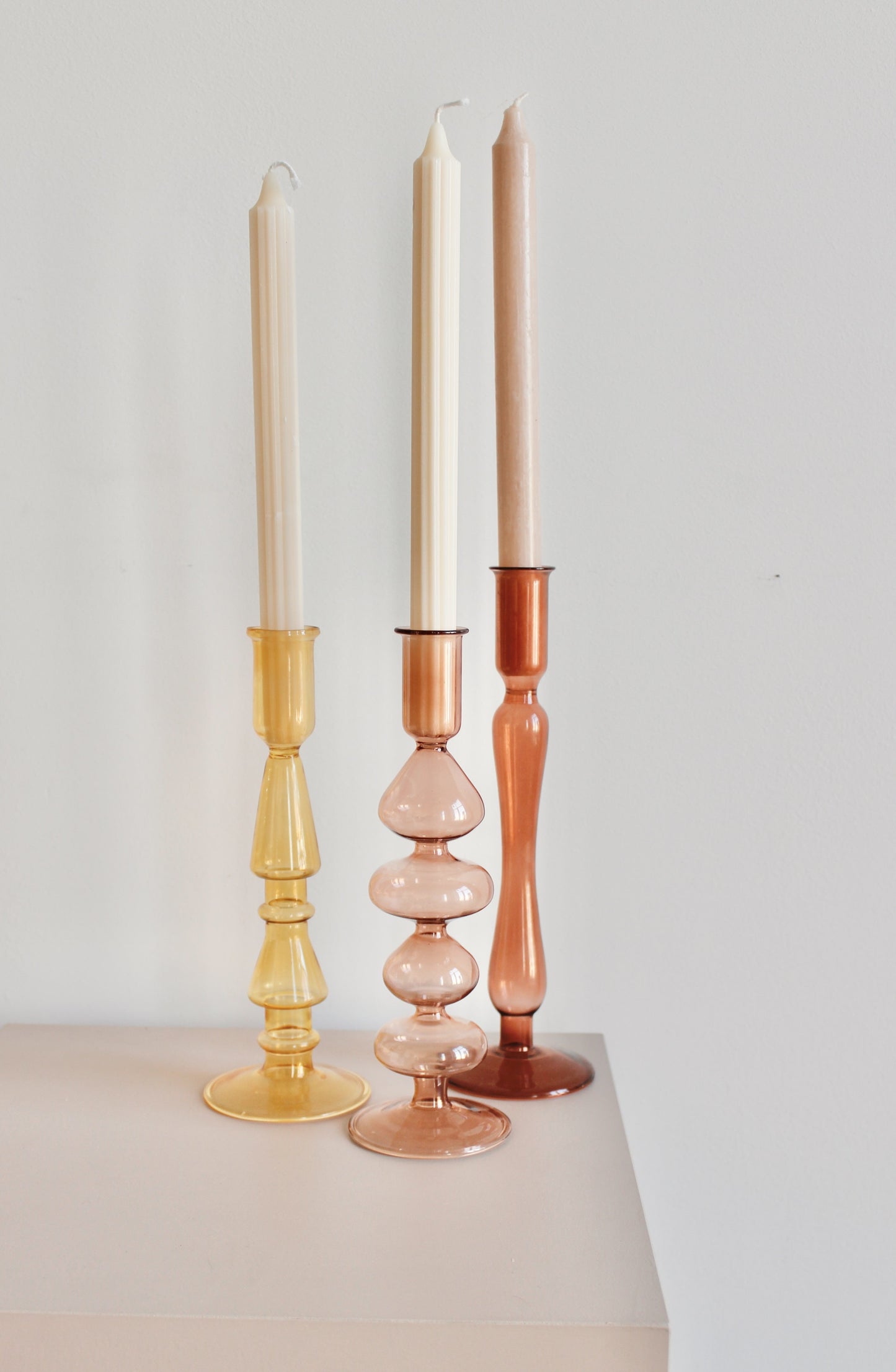 Glazen kandelaar Jet | mosterd